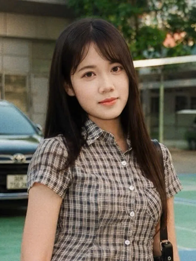 Nguyen Minh Hai in a plaid shirt, photographed outdoors in a sunlit car park